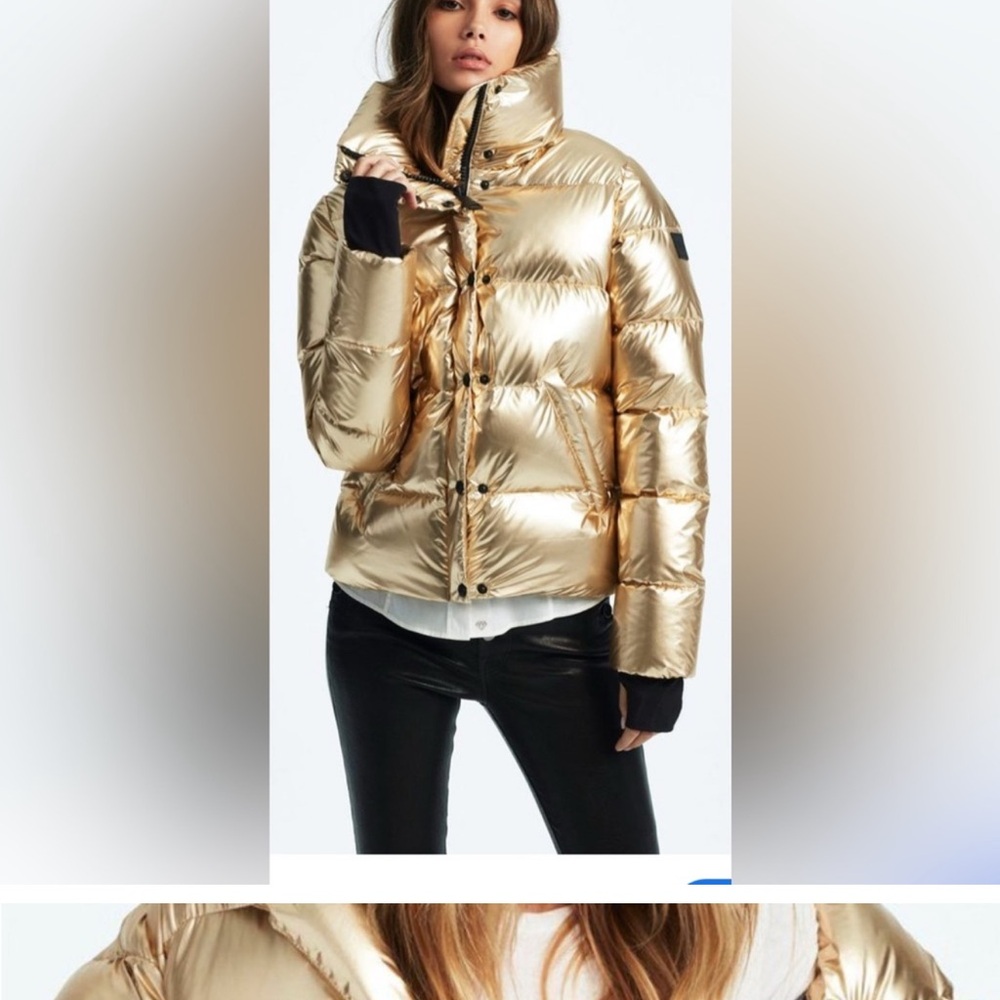 SAM Metallic Gold Puffer Jacket with High Collar